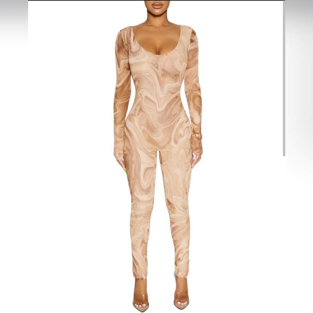 naked wardrobe mesh swirl jumpsuit